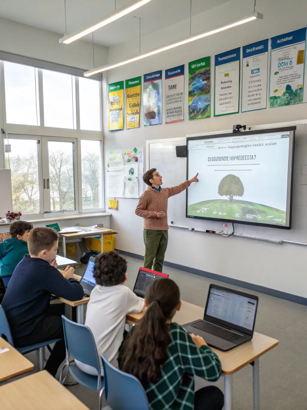 A classroom setting with an ICABE instructor teaching a group of people about wildlife conservation and sustainable hunting practices.